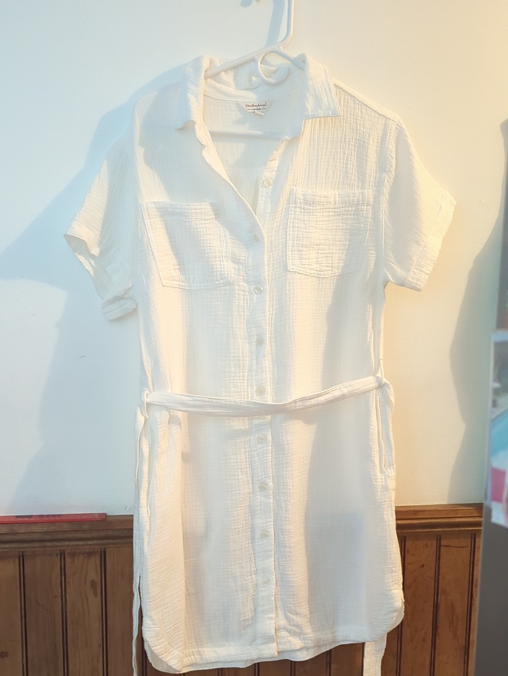 Weatherproof  Vintage White Button-Front Mini Shirt Dress. Size S/CH